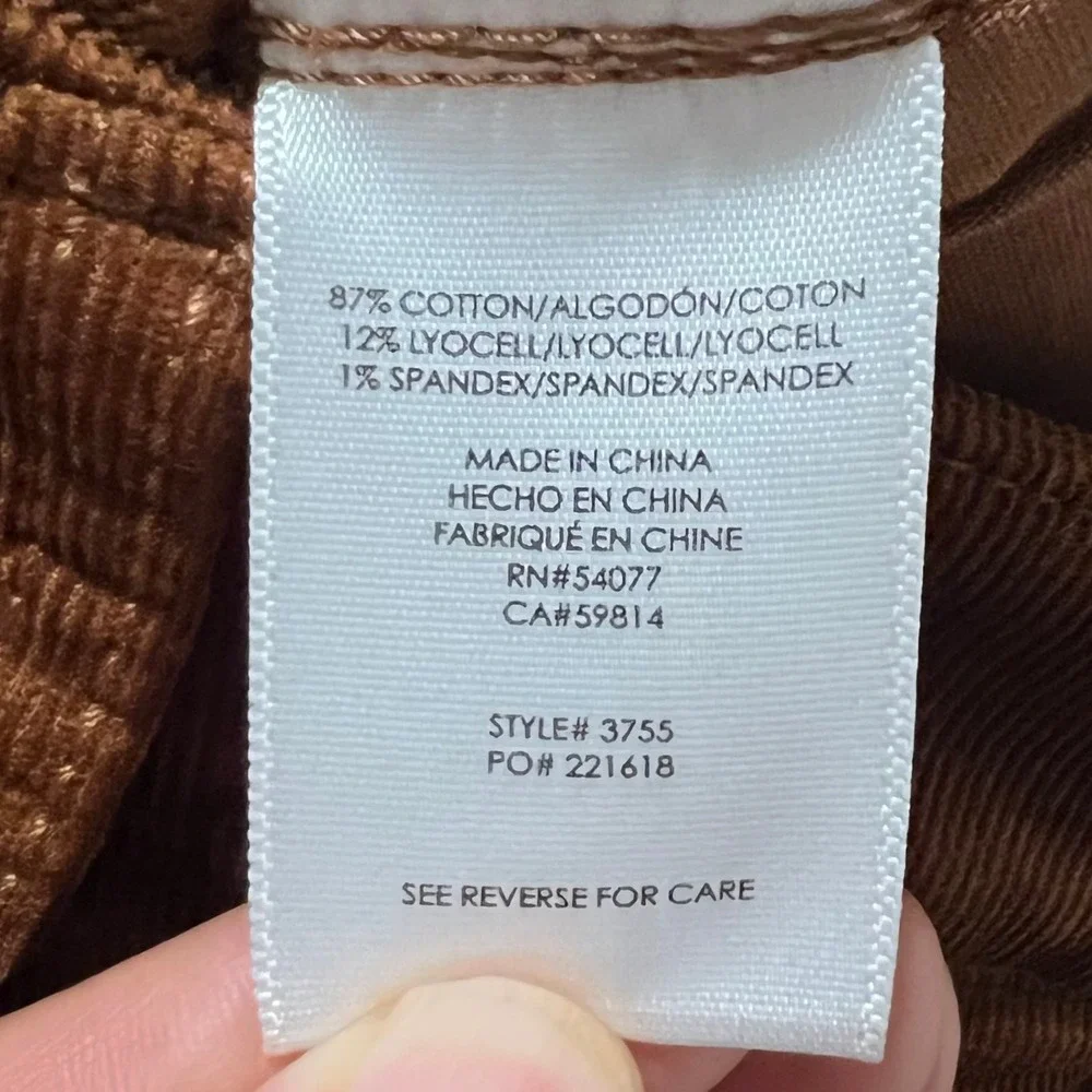 Cabi 3755 Women's Brown University Corduroy Button Front‎ A-Line Skirt Size 4